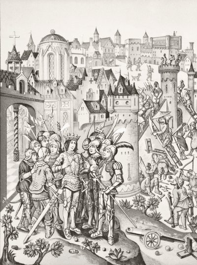 Belegering van een stad verdedigd door de Bourgondiërs onder Karel VI, 1878 door English School